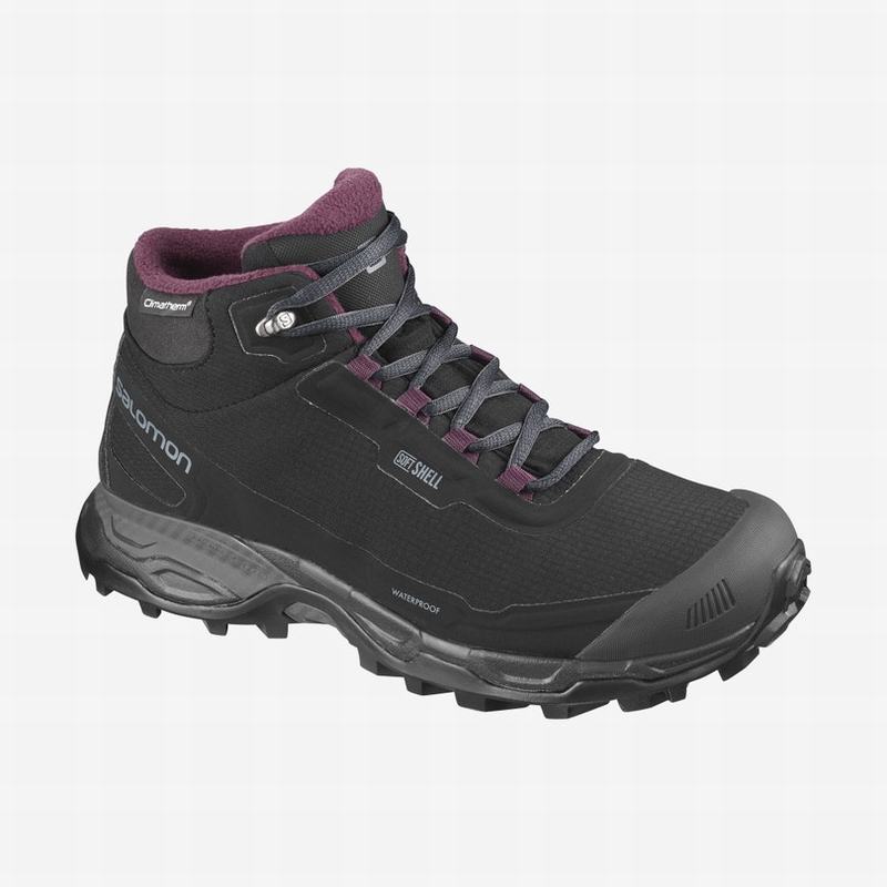 Salomon Israel SHELTER SPIKES CLIMASALOMON™ WATERPROOF - Womens Hiking Shoes - Black (DNXR-63825)